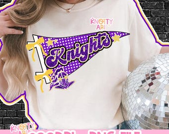 Cute Pennant Coquette Knights  Design- Retro Mascot - PNG - School Spirit