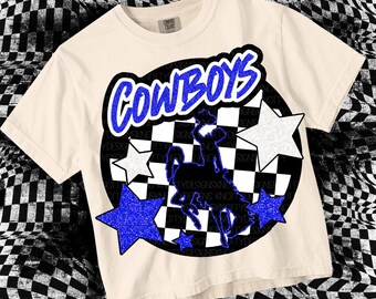 Cute Preppy Glitter- PNG File - COWBOYS - Mascots - Blue
