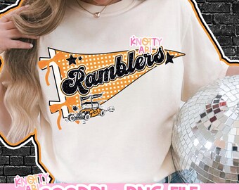 Cute Pennant Coquette Ramblers  Design- Retro Mascot - PNG - School Spirit
