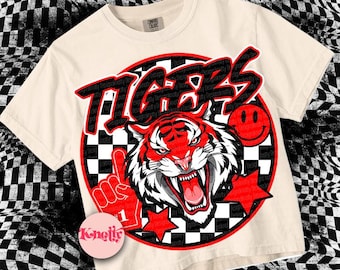 Retro Mascot -Tigers PNG - School Spirit-Red