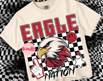 Retro Grunge -  Mascot-EAGLE Nation PNG - School Spirit - Black Red