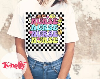Retro Pastel- Groovy Nurse - Nurse Shirt PNG