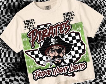 Retro Preppy Friday Night Lights PIRATES -Mascot- PNG - School Spirit-Maroon Black