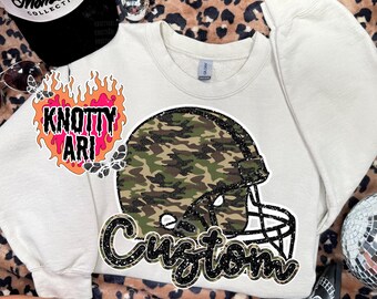 Custom Football Design - Camo Helmet Glitter - Mascot - Custom Request -Football Custom football design