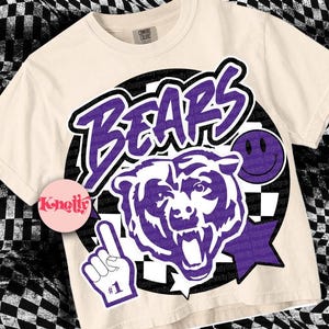 Retro Pop - Mascot-BEARS PNG - School Spirit- Purple Black