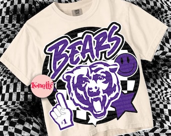 Retro Pop - Mascot-BEARS PNG - School Spirit- Purple Black