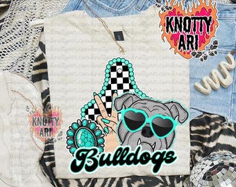 Cute School Spirit Western Design- BULLDOGS  -  Mascot-Bulldogs Football PNG - School Spirit - Turquoise - Western Bulldogs - mama - Boujee