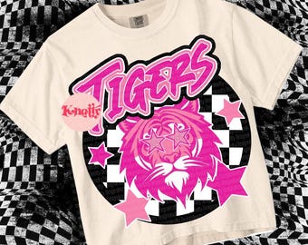 Retro Mascot -Tigers PNG - School Spirit - Pink