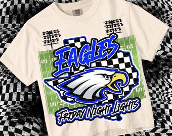 Retro Grunge -  Mascot-EAGLES PNG - School Spirit - Blue