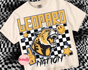 Retro Grunge -  Mascot-Leopards PNG - School Spirit - Blue and Yellow