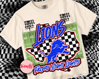 Retro Pop Friday Night Lights Mascot- LION NATION - Mascots-Red Blue