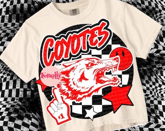 Retro Grunge Coyote Nation-Mascot- Red Coyotes PNG - School Spirit