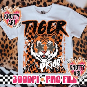 ORIGINAL DESIGNER- Retro Grunge Preppy School Mascot -Tigers PNG - School Spirit
