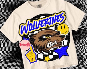 Retro Cute -  Mascot- WOLVERINES PNG - School Spirit
