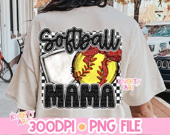 Retro Cute SOFTBALL MAMA Design-PNG Design - Ballpark ready - Ready to print- Softball design - Softball png file - Softball Mama Shirt png