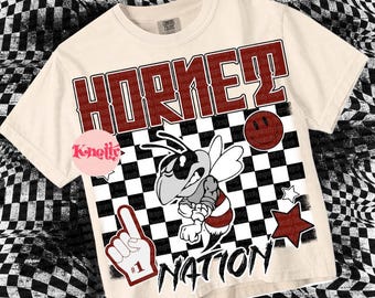 Retro Grunge- PNG File - Hornet Nation - Mascots-Black Maroon -