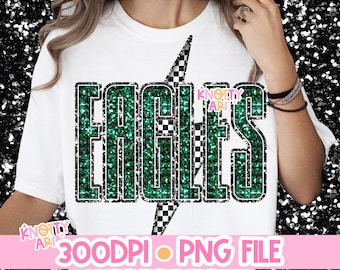Retro Grunge Glitter Bolt EAGLES  Mascot-Eagles PNG