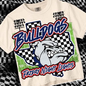 Retro Friday Night Lights -  Mascot-Bulldogs Football PNG - School Spirit - Red-Navy