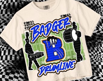 Cute Preppy Friday Night Lights- PNG File - BADGER DRUMLINE - Mascots Blue White