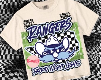 Retro Friday Night Lights -  Mascot-Rangers Football PNG - School Spirit - Blue