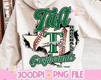 Vintage Style Baseball Mascot- TAFT GREYHOUND PNG - School Spirit