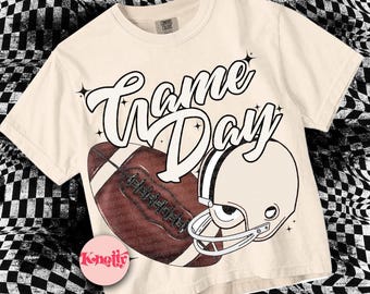 Retro Vintage Football White GAMEDAY Design PNG File