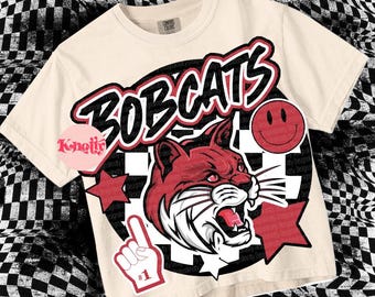 Retro  - Bobcats PNG - School Spirit - Maroon Black