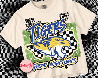 Retro Mascot- Friday Night Lights -Tigers PNG - School Spirit-Gold Blue