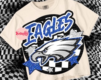 Retro Pop Glitter EAGLES  Mascot-Eagles PNG Blue