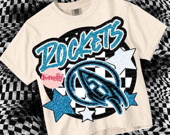 Retro Pop Glitter - ROCKETS PNG - School Spirit - Blue