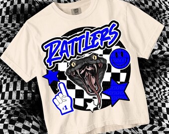 Retro Grunge -  Mascot- Rattler PNG - School Spirit Blue