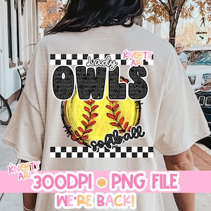 Retro Grunge Softball Mascot- LADY OWLS PNG - School Spirit - Softball Mom - Softball Ready to Print