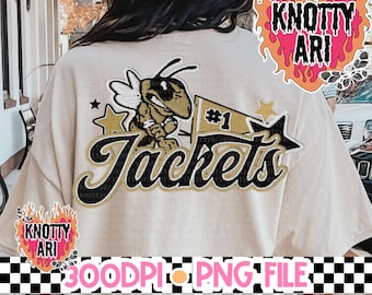 Cute Preppy Faux Embroidery - PNG File - JACKETS - Mascots -Black Gold