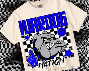 Retro Grunge -  Mascot-WARDOGS PNG - School Spirit - Blue