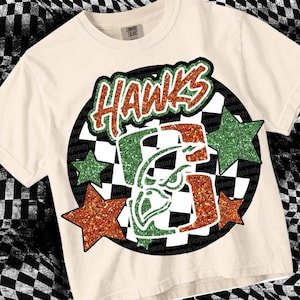 Retro Preppy Mascot-HAWKS- PNG School Spirit