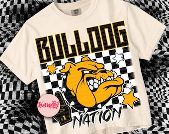 Retro Grunge -  Mascot-Bulldogs PNG - School Spirit - Black and Yellow Gold