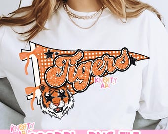 Cute Pennant Coquette TIGERS Design- Retro Mascot -Tigers PNG - School Spirit