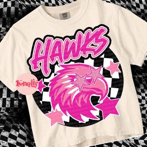Retro Pink Preppy-  Mascot-HAWKS PNG - School Spirit
