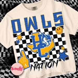 Retro Grunge Mascot- HC OWLS NATION png - School Spirit