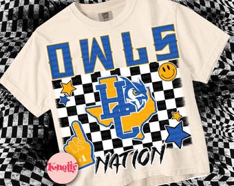 Retro Grunge Mascot- HC OWLS NATION png - School Spirit