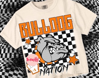 Retro Pop Grunge -  Mascot-Bulldogs PNG - School Spirit - Black and Orange