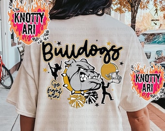 Retro -  Mascot-BULLDOGS Collage PNG - School Spirit - Black Gold