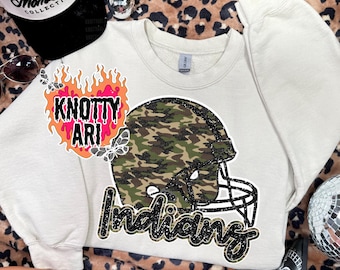 Cute Camo Glitter Football file -  Mascot-INDIAN NATION PNG - School Spirit -