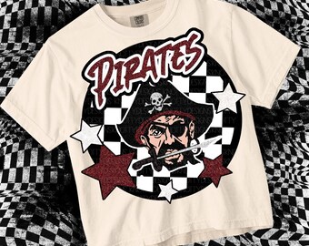 Retro Grunge Preppy PIRATE -Mascot- PNG - School Spirit