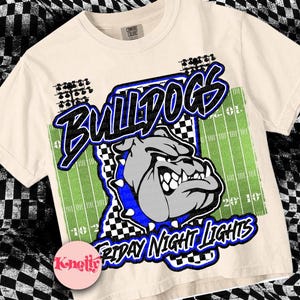 Retro Friday Night Lights -  Mascot-Bulldogs Football PNG - School Spirit - Royal Blue Mississippi