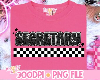 Retro Leopard Glitter SECRETARY Shirt Design Administrative assistant PNG