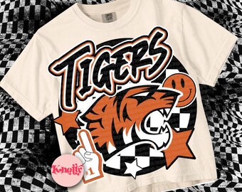Retro Mascot -Tigers PNG - School Spirit - Orange Black