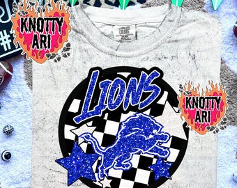 Retro Pop Glitter LIONS  Mascot-Eagles PNG Blue