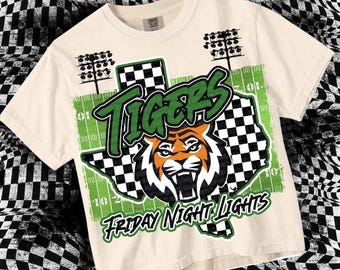 Retro Mascot- Friday Night Lights -Tigers PNG - School Spirit-Green