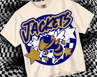 Cute Preppy Glitter- PNG File - JACKETS - Mascots- Navy
